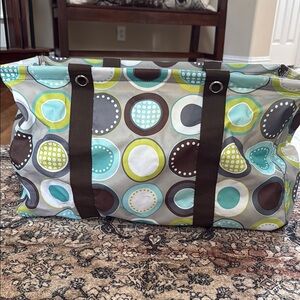 Thirty-One Blue and Green Geometric Tote